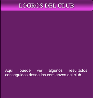 Aquí puede ver algunos resultados conseguidos desde los comienzos del club. LOGROS DEL CLUB
